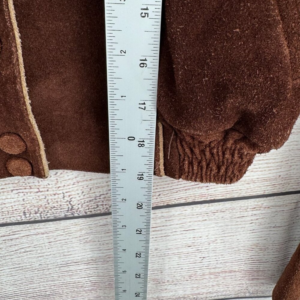 Vintage Brown Suede Bomber Jacket - Picture 11 of 11